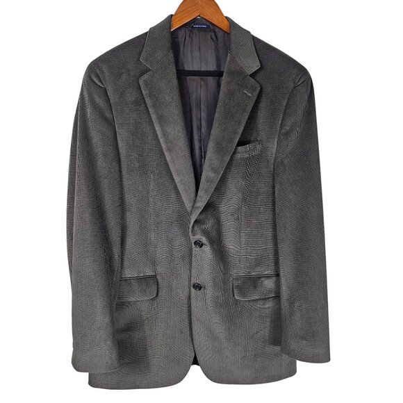 Ralph Lauren Microsuede Blazer Jacket 40L Gray 2 Button Office Preppy Academia - Picture 1 of 8